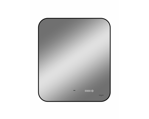 Зеркало Reflection Black View с подсветкой, бесконтактным сенсором, часами 60х70
