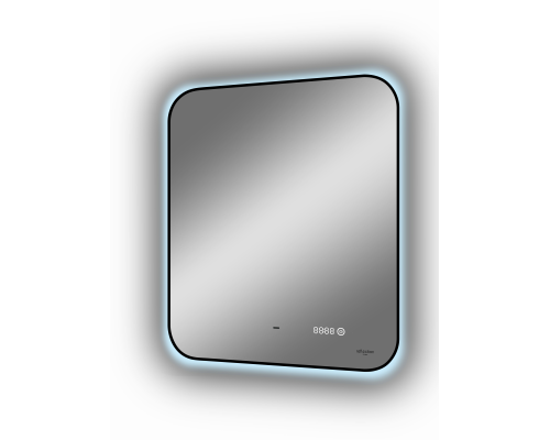 Зеркало Reflection Black View с подсветкой, бесконтактным сенсором, часами 60х70