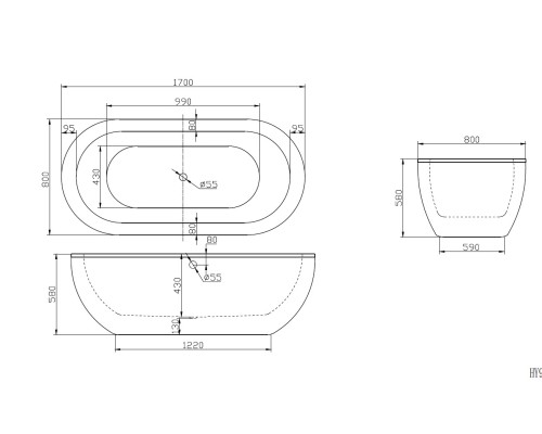Ванна BelBagno BB13-1700
