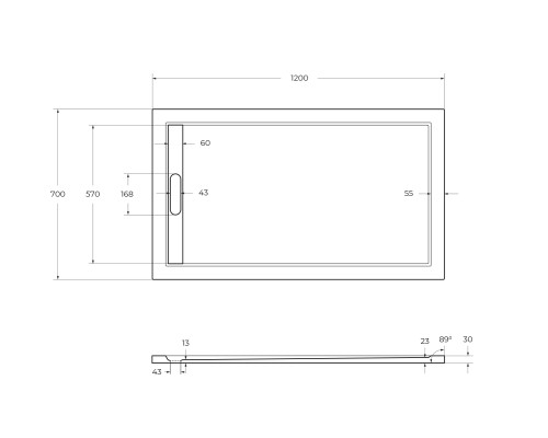 Душевой поддон из искусственного камня Cezares Tray AS 120x70 TRAY-AS-AH-120/70-30-W Белый
