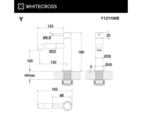 Смеситель для умывальника WHITECROSS Y Y1211NIB брашированный никель