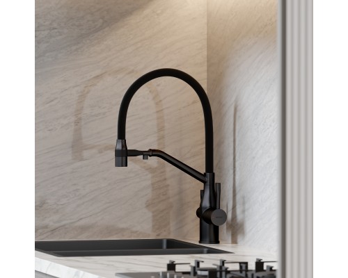 Смеситель для кухни SANCOS Orta SC4008MB с подключением фильтра для воды, матовый черный