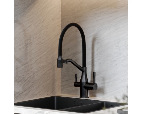 Смеситель для кухни SANCOS Orta SC4008MB с подключением фильтра для воды, матовый черный