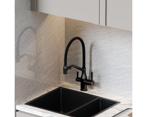 Смеситель для кухни SANCOS Orta SC4008MB с подключением фильтра для воды, матовый черный
