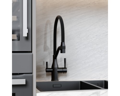 Смеситель для кухни SANCOS Orta SC4008MB с подключением фильтра для воды, матовый черный