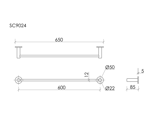 Полотенцедержатель SANCOS Base, черный матовый , SC9024MB