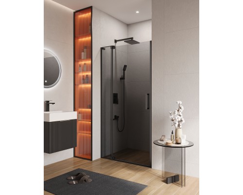 Душевая дверь Cezares Slider 110 SLIDER-B-1-100/110-GRIGIO-NERO профиль Черный матовый стекло тонированное