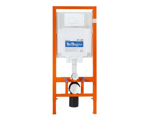 Комплект унитаза с инсталляцией BelBagno Onda BB066CHR/BB870SC/BB002-80/BB014-SR-BIANCO с сиденьем Микролифт и Белой клавишей смыва