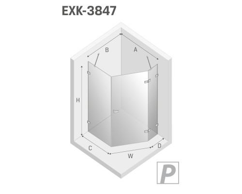 Душевое ограждение NEW TRENDY AVEXA GOLD SHINE R 100x80x200 золото