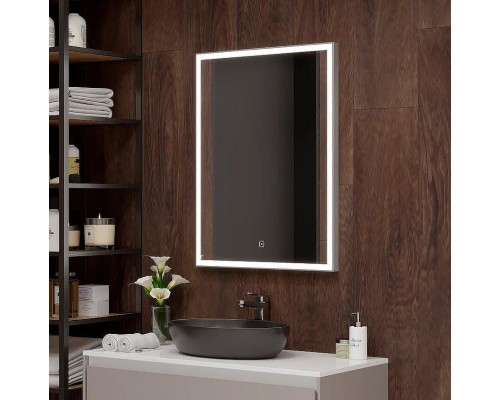 Зеркало Континент Life 800х1200 с подсветкой Серебро с сенсорным выключателем