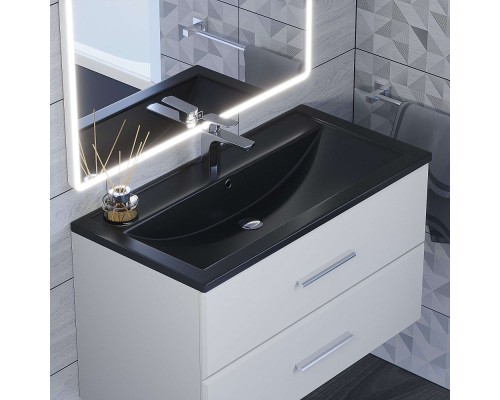 Раковина для ванной кварцевая Uperwood Foster Quartz 90х45,5х17,5, черная матовая, уголь