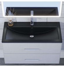 Раковина для ванной кварцевая Uperwood Foster Quartz 90х45,5х17,5, черная матовая, уголь