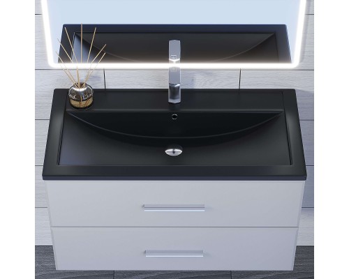 Раковина для ванной кварцевая Uperwood Foster Quartz 90х45,5х17,5, черная матовая, уголь