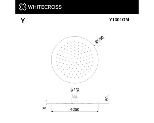 Верхний душ Whitecross D=25 см оружейная сталь