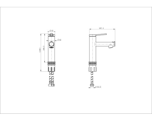 Смеситель для раковины с функцией полоскания Wonzon&Woghand, Темный графит
