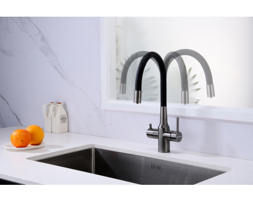 Смеситель для кухни Paulmark Salix Sa213419-GM Вороненая сталь