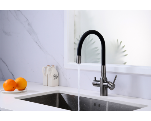 Смеситель для кухни Paulmark Salix Sa213419-GM Вороненая сталь