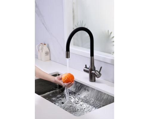 Смеситель для кухни Paulmark Salix Sa213419-GM Вороненая сталь