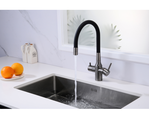 Смеситель для кухни Paulmark Salix Sa213419-GM Вороненая сталь