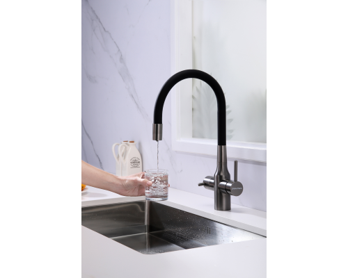 Смеситель для кухни Paulmark Salix Sa213419-GM Вороненая сталь