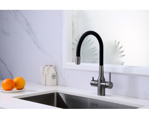 Смеситель для кухни Paulmark Salix Sa213419-GM Вороненая сталь