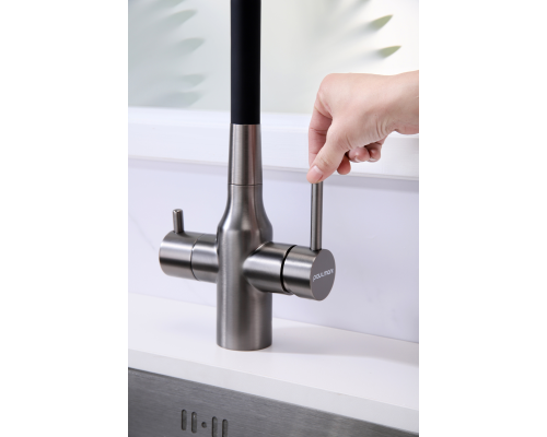 Смеситель для кухни Paulmark Salix Sa213419-GM Вороненая сталь