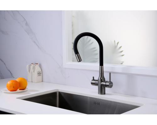 Смеситель для кухни Paulmark Salix Sa213419-GM Вороненая сталь