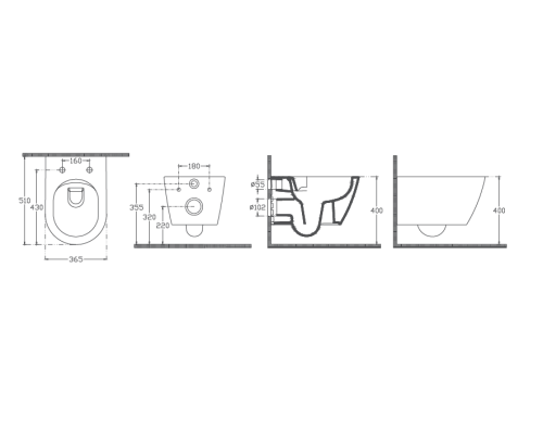 Унитаз ISVEA VEA Rondo подвесной 365x510x400 антрацит матовый 10VA02002SV-2C