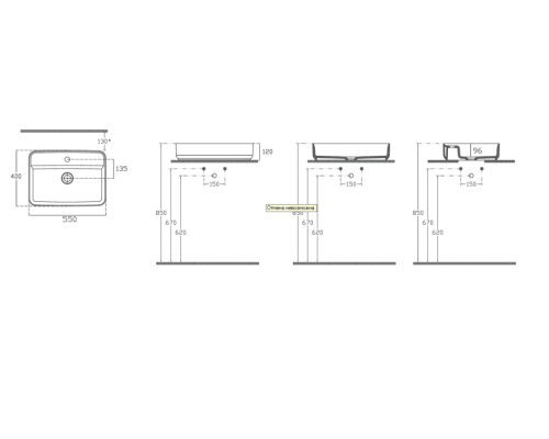Раковина накладная ISVEA Infinity 55 мятно-зеленый матовый 10NF66055SV-2T