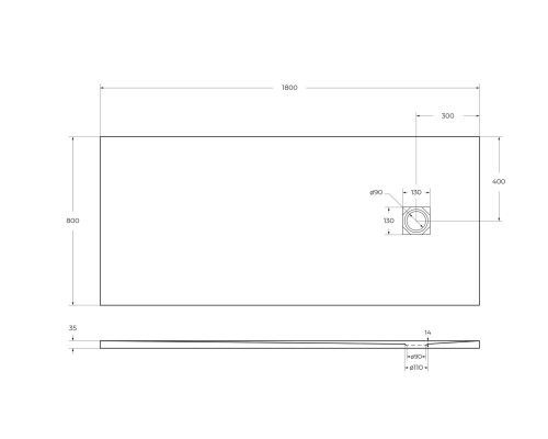 Душевой поддон из искусственного камня BelBagno Uno 180x80 TRAY-MR-UNO-AH-180/80-35-W-CR Белый
