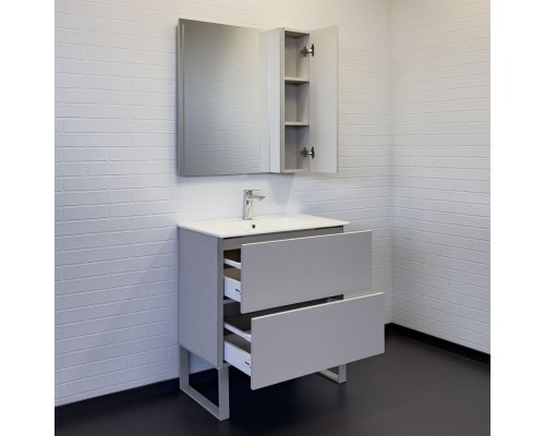 Тумба с раковиной Comforty Бильбао-80Н серый шёлк 80E