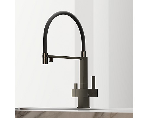 Смеситель для кухни SANCOS Moro SC4006GG с подключением фильтра для воды, вороненая сталь