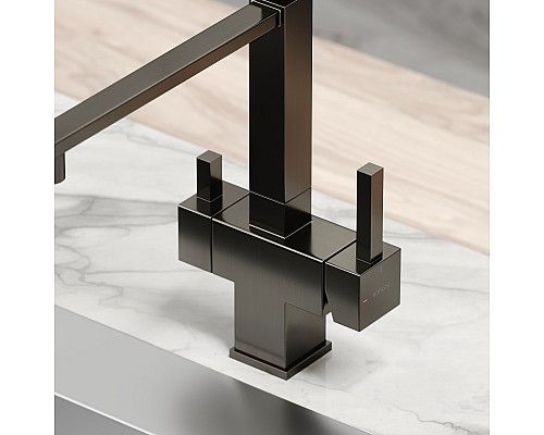 Смеситель для кухни SANCOS Moro SC4006GG с подключением фильтра для воды, вороненая сталь