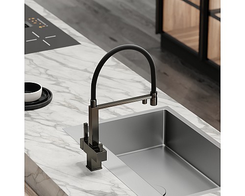 Смеситель для кухни SANCOS Moro SC4006GG с подключением фильтра для воды, вороненая сталь