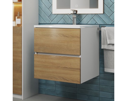 Тумба с раковиной подвесная Uperwood Barsa 50х45х57 см, дуб сонома