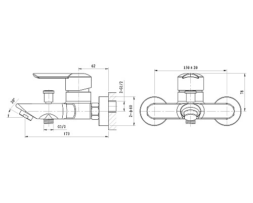 Смеситель для ванны Wonzon&Woghand BAROQUE, Хром WW-193101-CR