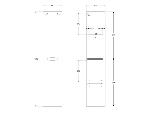 Шкаф пенал BelBagno 32 ACQUA-1600-2A-SC-RR-P подвесной Rovere Rustico