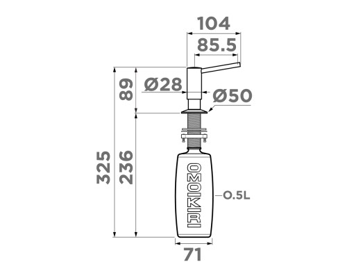 Дозатор Omoikiri OM-02-PVD-G