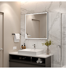 Зеркало Reflection Ghost с LED подсветкой, сенсором и часами 80х80