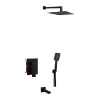 Душевая система EC316 AQG Bold, с изливом, с верхним душем, черный матовый