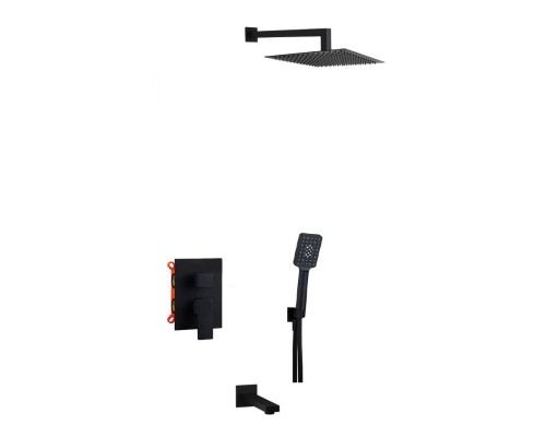 Душевая система EC316 AQG Bold, с изливом, с верхним душем, черный матовый