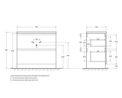 Тумба под раковину BelBagno Albano 90 ALBANO-900-2C-PIA-BL Bianco Lucido