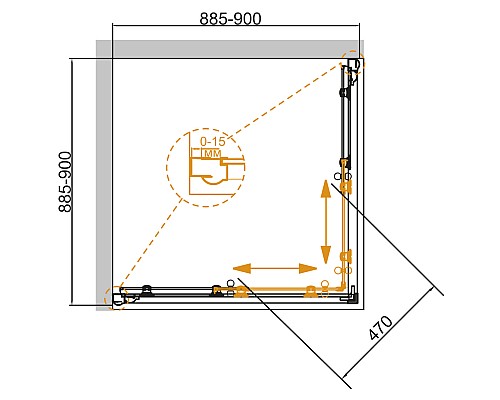 Душевой уголок Cezares GIUBILEO-A-2-90-SCORREVOLE-C-G