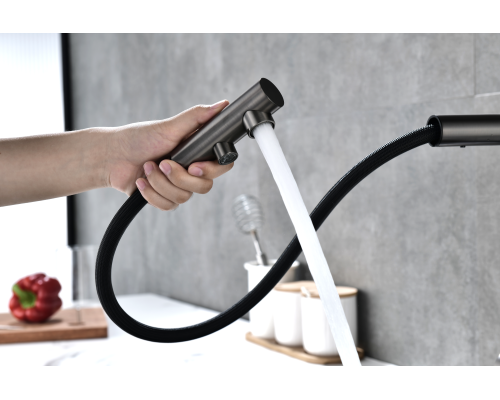 Смеситель для кухни Paulmark Serpentine Se213222-GM Вороненая сталь