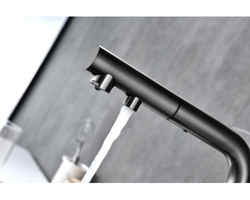 Смеситель для кухни Paulmark Serpentine Se213222-GM Вороненая сталь