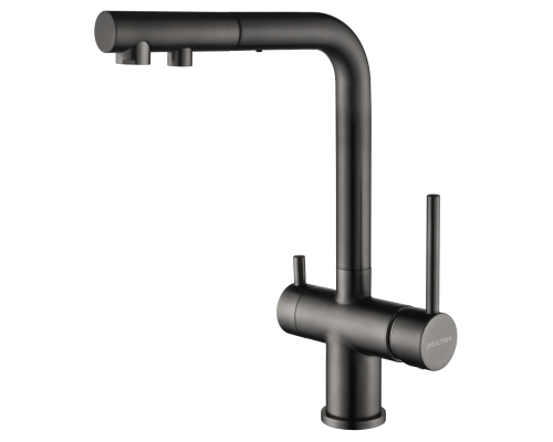 Смеситель для кухни Paulmark Serpentine Se213222-GM Вороненая сталь