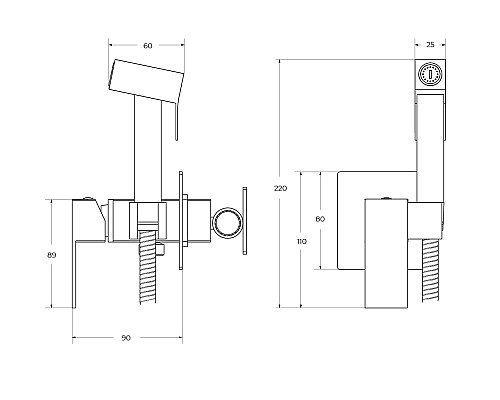 Гигиенический душ со смесителем Cezares Slider SLIDER-DIF-IN Сатин