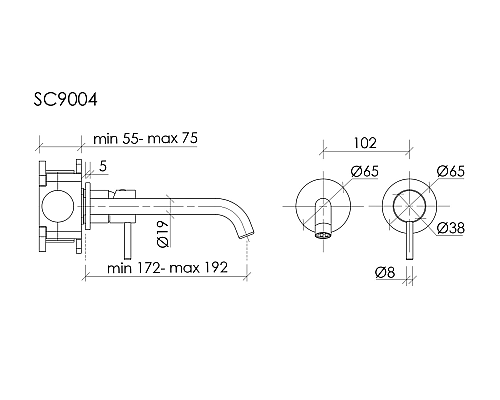 Смеситель для раковины SANCOS Etna с внутренней частью, брашированное золото, SC9004BG