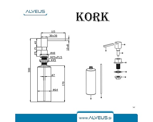 Дозатор для моющего средства Alveus Kork Gold 1129079 Золото