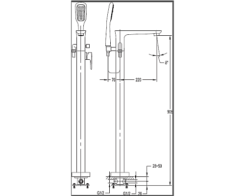 Смеситель для ванны Cezares TESORO-F-VDP-01